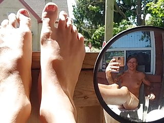 &#039;SUNSHINE&#039; TITS AND TOES TOPLESS PUBLIC FRONT PORCH FLASHING