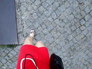 Joana Love walking around in Porto with sexy high heels