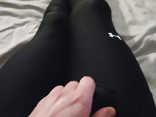 Cum wearing leggings and socks.
