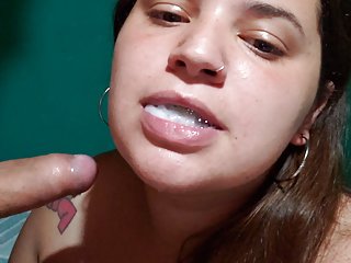 Latina BBW Sucks Dick And Gets Her Mouth Full Of Cum