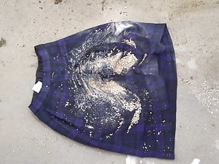 trample &amp; crush soil on purple tartan skirt