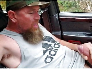 HORNY BEARDED REDNECK TAKES A BREAK IN HIS TRUCK AND CUMS