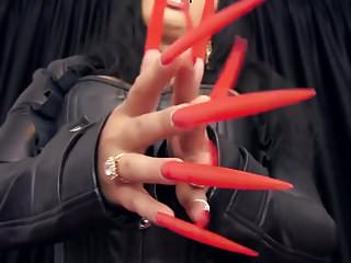 Red Mistress Long Nails video: Long Red Polished Nails