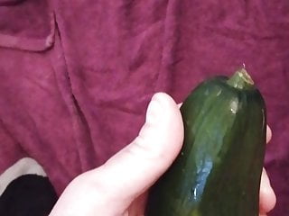 Cucumber wank my cock 