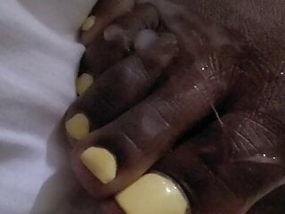 Dropped A Cum Load On Ebony Yellow Toes!