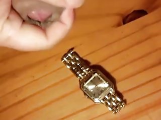 My mother&#039;s big gold wristwatch with my cum