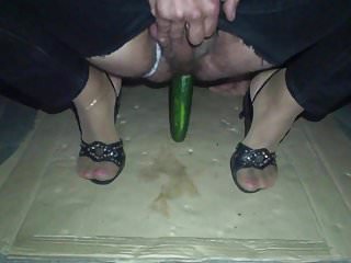 crossdresser night with pink toe nails and cucumber 7