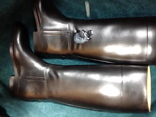 cum on wife&#039;s Aigle riding boots