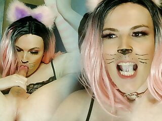 Catgirl Edging Selfsuck &amp; Cumswallow - Jessica Bloom