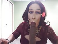 Jess sucks  fucks huge 10 inch toy hands free orgasms | Tranny Update