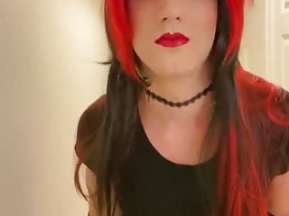 Goth Crossdresser in Sexy Skirt