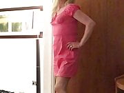 Sweet Candi in pink mini dress