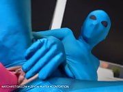 Horny Zentai doll spoiled with her new toys to orgasm