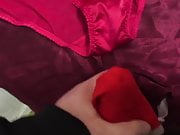 Cumming on mother in laws big silky panties and knickers. 