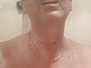 Bulgarian grandpa huge cumshot in the shower
