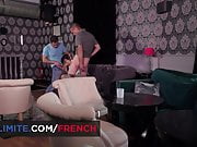 French brunette gets fucked by 2 pornstars guys (Amel Annoga