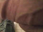 playing with my semi-hard veiny cock before shower