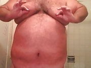 Jiggling my fat tits and belly... Tugging on my nipples