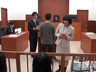 asian lawyer having to hand job in the court