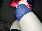 Staring at the fire with my Knee High Socks