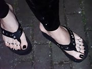 extreme flip flops and sexy feet with toe rings