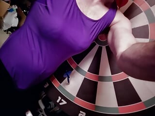 Sooner Gurl Has Sharp Darts Thrown At Her Sexy Body