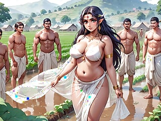 AI Generated Images of Horny Anime Indian women &amp; Elves having fun &amp; common bath