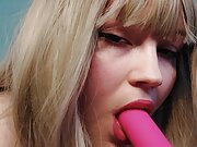 Thicc Missy Luna blonde amateur sucking vibrator to tease