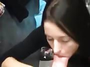 Sexy brunette gets cum in mouth