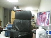 Cumshot on leather chair 4