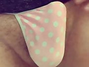 Playing with my bulge in a tiny pink man thong