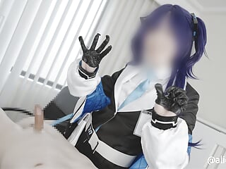 BlueArchive Yuka Hayase cosplaying femdom glove lotion handjob