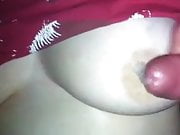 cumshot on  wifes big nipples