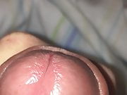 Squeezing out some precum from my uncut dick 