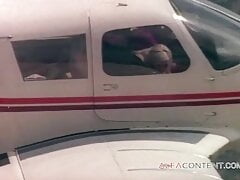How blonde is sucking hard dick in the plane