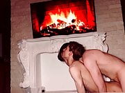 Very hot sex near the fireplace, doggy style, cum shot