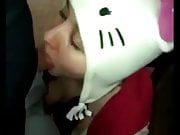 Girl with cute kitten had gives blowjob 