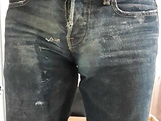 Cum stained tight jeans...