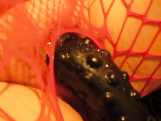 Wife likes cum play with huge alien dildo