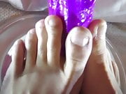 GIF STROKING MY PURPLE DILDO WITH MY FEET