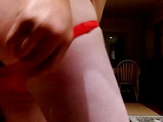 Jerking off in my New sexy red panties