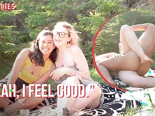 Ersties - Hanna &amp; Jin Find a Spot in the Woods to Have Lesbian Sex