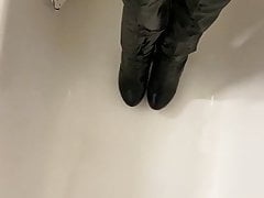 Pee and cum on my GF leather boots