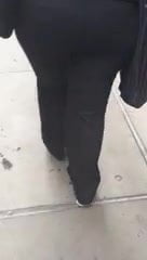 Big booty black Gilf vpl in dark grey dress pants 