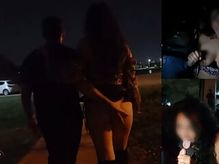 We went for a walk with my husband and his best friend and ended up having a threesome in public.