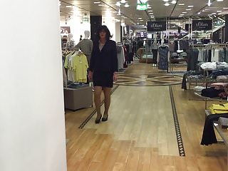 Shopping, trying some business skirt suit...