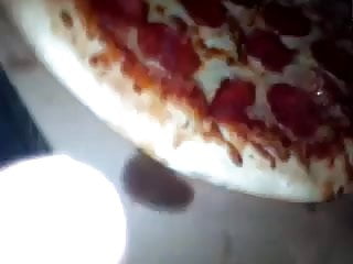 Massive cumshot on young wifes pizza...