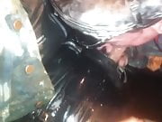 pissing on leather gay with blowjob