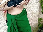 Indian Aunty in green saree sex outdoors
