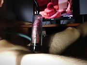 CUMSHOT edging and teasing big cock with PUMP and TOYS